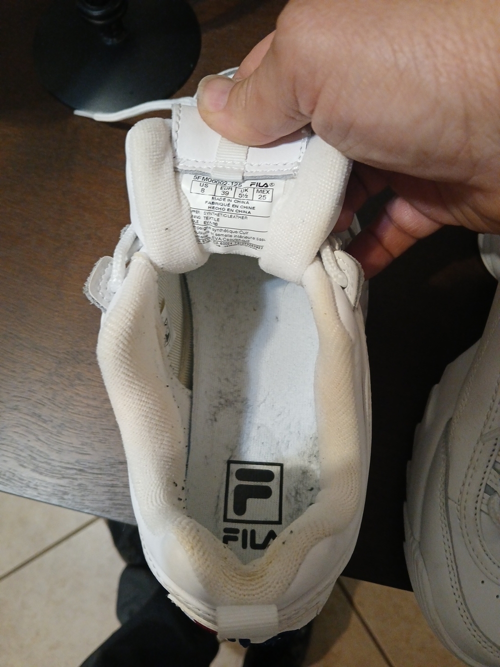 Fila Womens White Textile and Synthetic Leather Sneakers